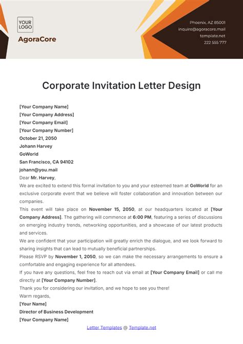 Free Corporate Invitation Templates Editable And Printable