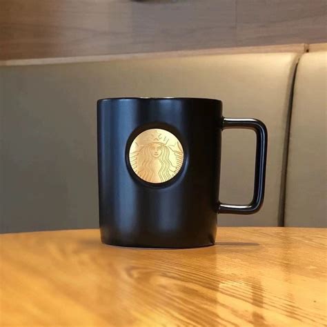 Starbucks Cup Classic Black Gold Copper Seal Coffee Mug Ceramic Cup