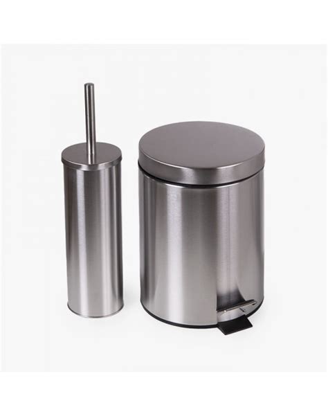 Set de baño con papelera y escobillero inox Tiendas MGI