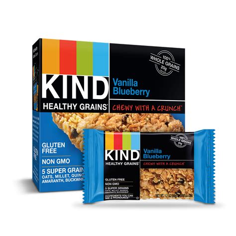 Kind Healthy Grains Granola Bar Vanilla Blueberry 5 Bars Gluten Free