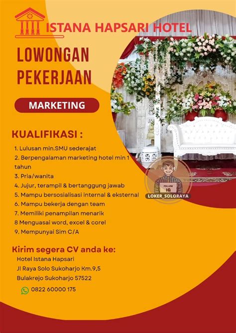 Loker Solo Raya On Twitter LOKER ISTANA HAPSARI HOTEL Jangan Lupa