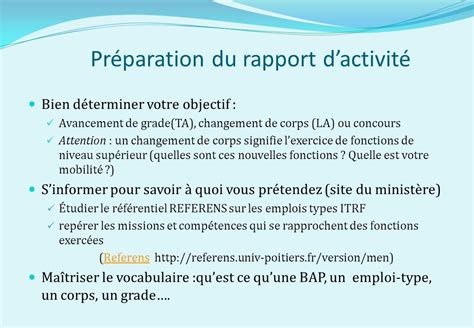 LE RAPPORT D ACTIVITE PROFESSIONNELLE ITRF Personnels