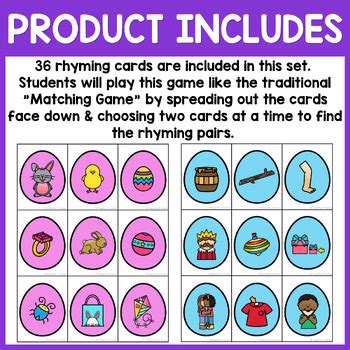 Easter Rhyming Game By Pocketful Of Centers Tpt