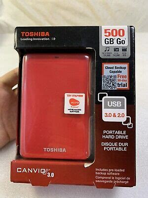 Toshiba - Canvio 500GB External USB 3.0/2.0 Portable Hard Drive - Red ...