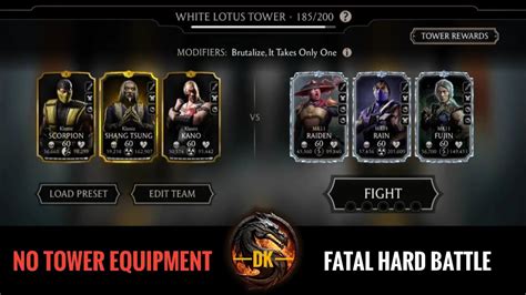 Fatal White Lotus Tower Hard Battle Fight Reward Mortal Kombat