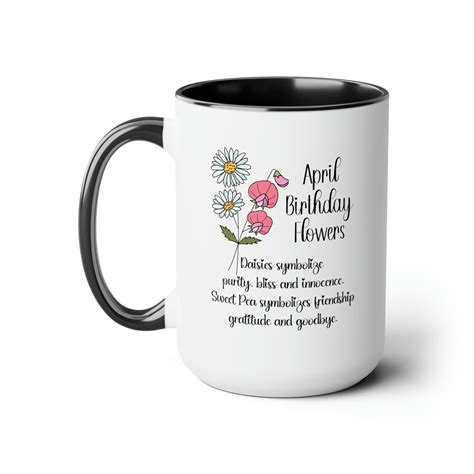 Personalized Birth Flower Coffee Cup With Name April Birth Etsy