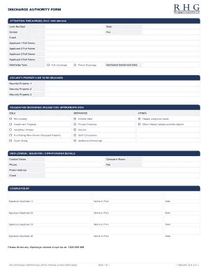 Fillable Online Discharge Authority Form Msa National Fax Email Print