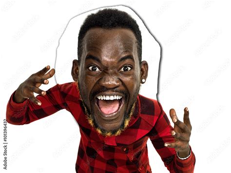 angry african man funny portrait stock photo adobe stock