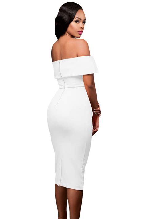 White Off The Shoulder Midi Dress Midi Dress Dresses White Off Shoulder