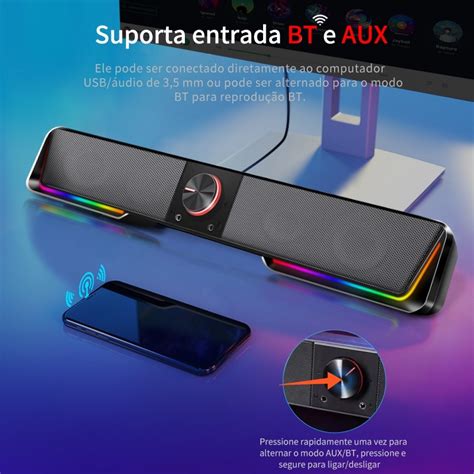 Soundbar Gamer Redragon Darknets Gs Rgb Stereo Usb Bluetooth