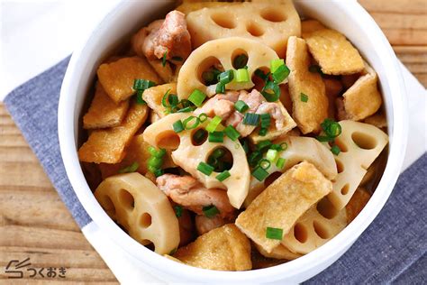 れんこんと鶏肉と油揚げの煮物のレシピ作り方 つくおき