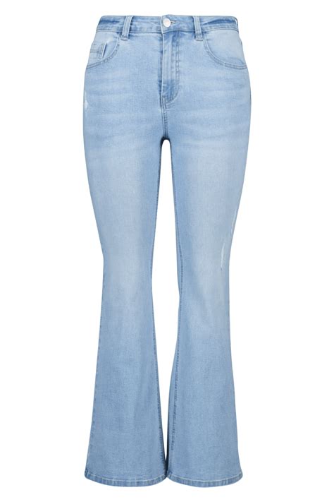 Dames Flared Jeans Stonewash Denim Ms Mode