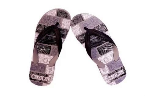 Rubber Mens Grey Regular Printed Flip Flop Slipper At Rs Pair In