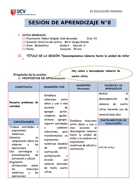 Sesion N Matematica Descomponemos Numeros Hasta La Unidad De