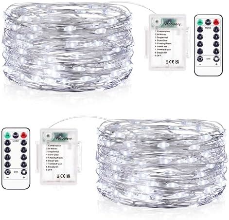 LED Lichterkette Batterie Kaltweiß 2x10M 100LEDs Kupferdraht