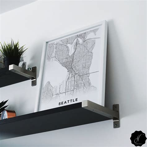 Seattle Map Print Map Gifts Printable Map Of Settle Wall Etsy