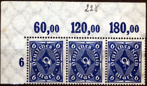 3 Mal 6 Mark 1922 Deutsches Reich Mi Nr 228 POR Freimarken