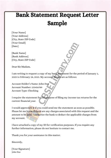 Bank Statement Request Letter Format Samples And How To Write A Bank