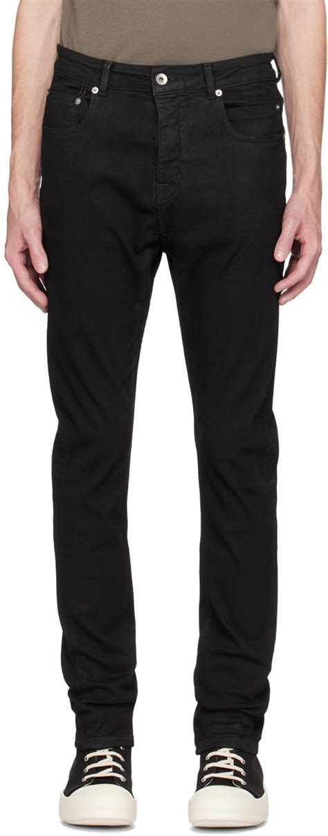 Black Detroit Cut Jeans By Rick Owens DRKSHDW On Sale