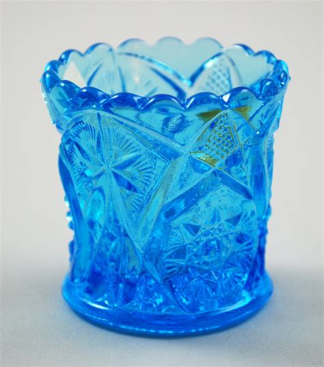 Kemple Vintage Yutec Blue Glass Toothpick Holder