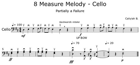 Measure Melody Cello Sheet Music For Cello