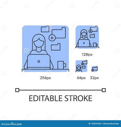 Data Entry Jobs Blue Linear Icons Set Stock Vector Illustration Of