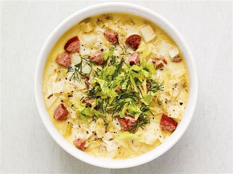 Potato And Sauerkraut Soup With Kielbasa Recipe Food Network Kitchen