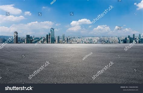 asphalt road square city skyline modern stock photo