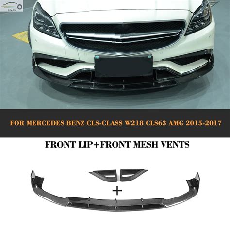 CLS Class Carbon Fiber Front Lip Spoiler Mesh Vents For Mercedes Benz