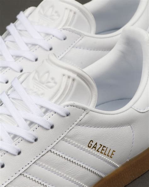 Adidas Originals White Leather Gazelle Sneakers With Gum Sole For Men