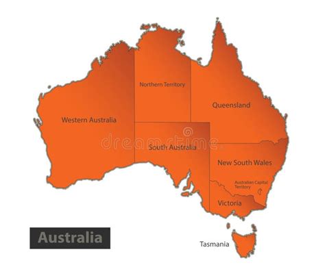 Australia Orange Map Vector Illustration Stock Vector Illustration Of