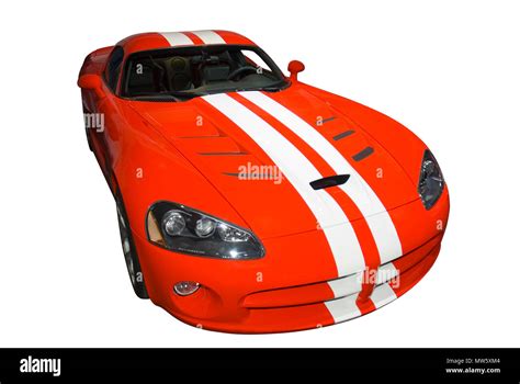 Red sports car with white racing stripes. Look in my gallery for more ...