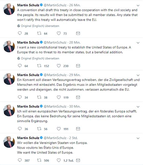 German Spd Politician Martin Schulz Demands The United States Of