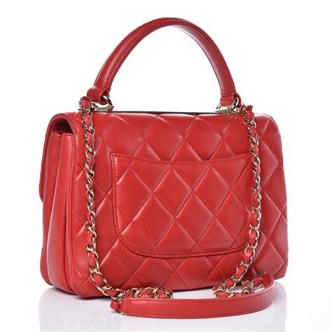 Chanel Lambskin Quilted Small Trendy Cc Dual Handle Bag Red