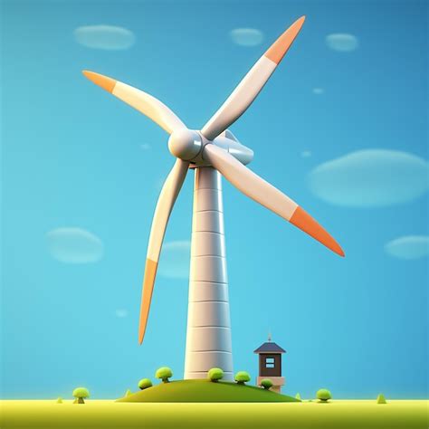 Premium Ai Image Cartoon Wind Turbine D