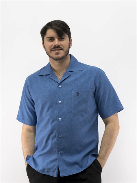 D Accord Men S Casual Shirt Denim Blue Made In Usa Guayabera