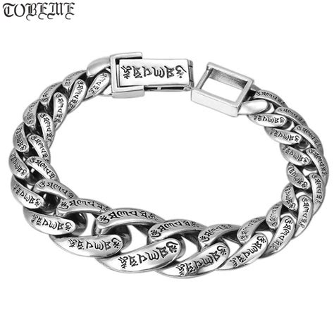 Handmade 100 925 Silver Tibetan Six Words Proverb Bracelet Buddhist