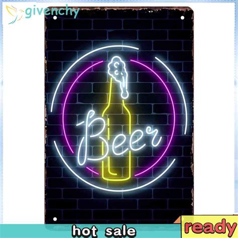 Vintage Neon Beer Retro Metal Plate Tin Sign Plaque Poster Wall Art For