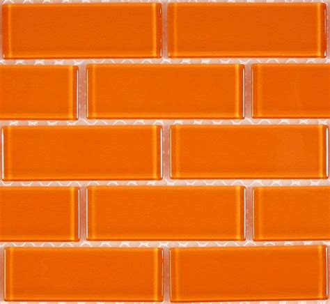 Orange 1 X 3 Glossy Glass Tile Glass Tile Brick Design Brick Patterns