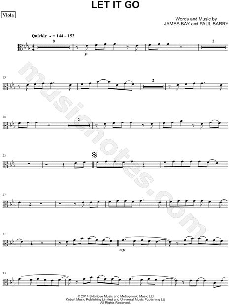 James Bay Let It Go Viola Sheet Music In Eb Major Download And Print Sku Mn0161665