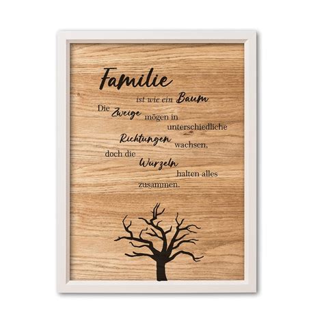 Holzbild Mit Spruch FAMILIE IST WIE EIN BAUM Hochwertiges Bild Aus