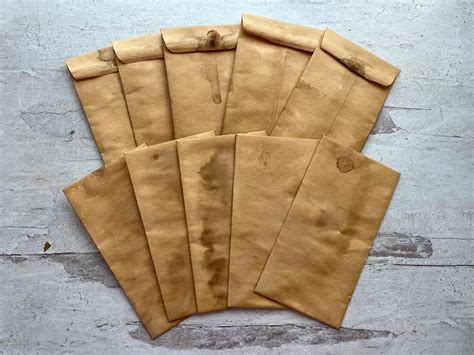 Vintage Coffee Dyed Stained Large Coin Envelopes Inches Etsy