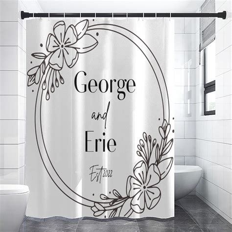 Customized Monogrammed Shower Curtain Custom Aesthetic Shower Curtain