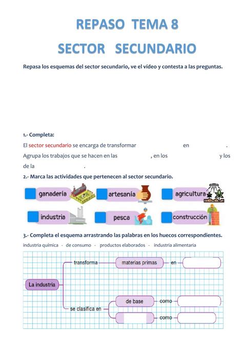 The Spanish Version Of Repaso Tema 8 Sector Secundario Is Shown