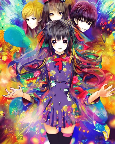 Oshi No Ko Anime Colourful Fantasy Graphic · Creative Fabrica