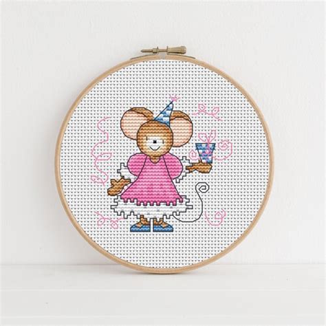 Furry Tales Daffodil Mouse Pdf Cross Stitch Pattern Lucie Etsy