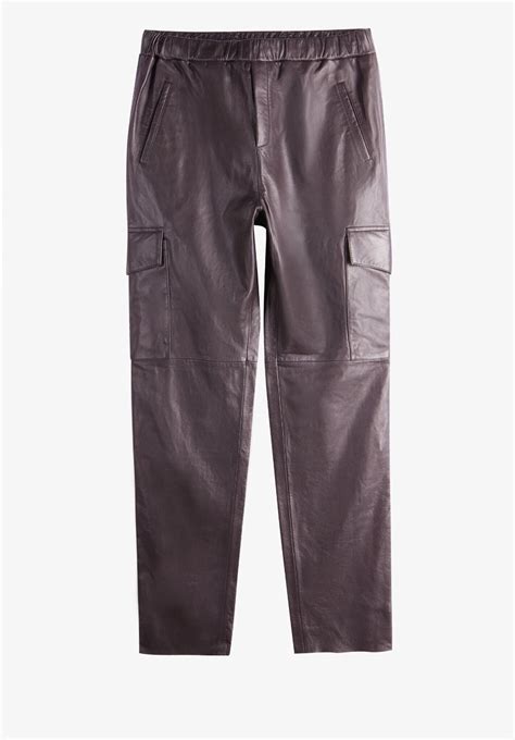 Hush Leather Cargo Trousers In Dark Brown Endource