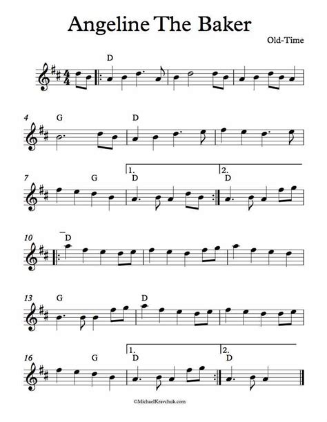 Free Violin Sheet Music Angeline The Baker 1 Fiddle Michael Kravchuk