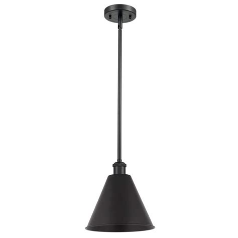 Innovations Ballston Cone 1 Light Matte Black Shaded Pendant Light With