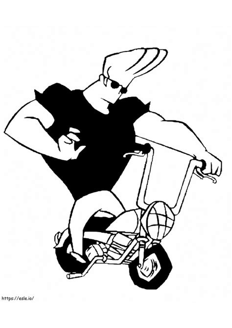 Johnny Bravo En Moto Para Colorear